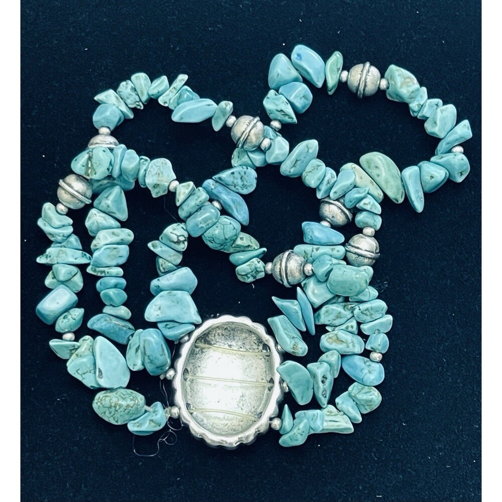 Southwestern Silver Tone Turquoise Coral Bead Necklace & Bracelet Lot Untested - Picture 11 of 14